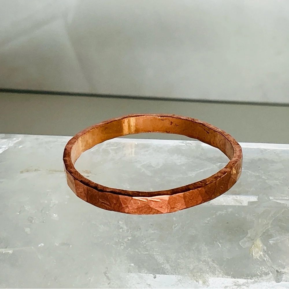 Raw Copper Ring Size 15.5 Band Jewelry Minimal Hammered Solid Handcrafted USA - Picture 4 of 10